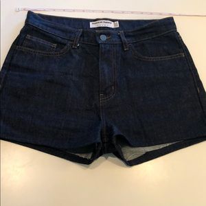 High waisted dark denim shorts